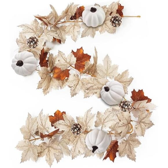Fall Decor - Fall Garland - 5.9Ft Fall Maple Leaves Garland with Pumpkin - Picture 7 of 7